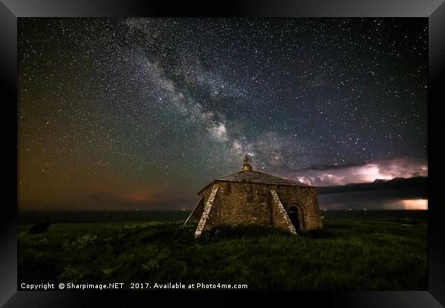 St Aldhelm's Chapel Milky Way Framed Print by Sharpimage NET