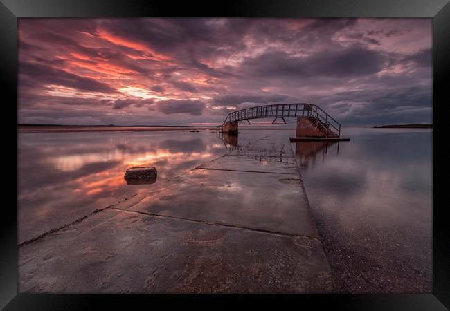 Belhaven Bridge Sunset Framed Print by overhoist 
