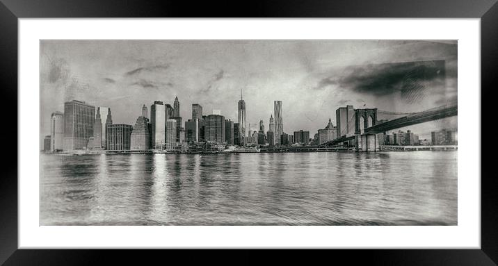 Manhattan Skyline  Framed Mounted Print by peter tachauer