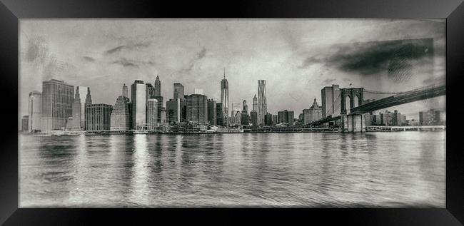 Manhattan Skyline  Framed Print by peter tachauer