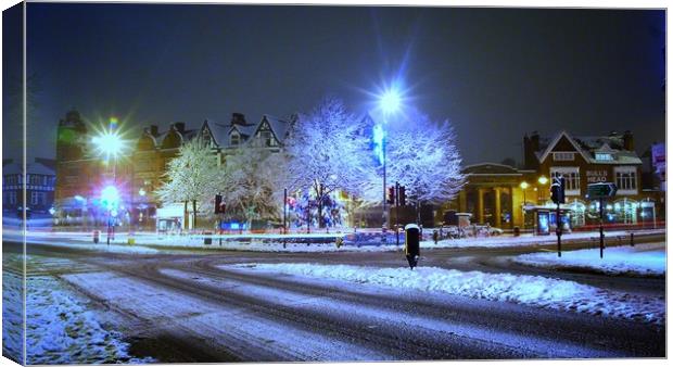 Moseley Village Snow    Canvas Print by Victor Burnside