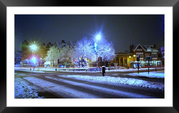 Moseley Village Snow    Framed Mounted Print by Victor Burnside