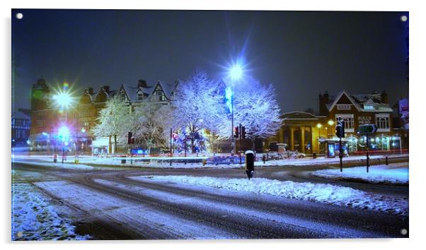 Moseley Village Snow    Acrylic by Victor Burnside