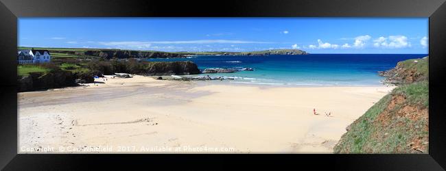 Trevone Bay in Cornwall Panoramic Framed Print by Carl Whitfield