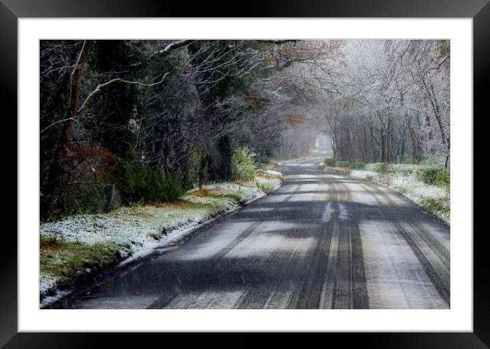 Frosty Roads Framed Mounted Print by Kelly Bailey