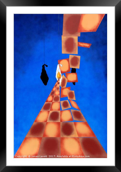 Disrupted Egg Path On Blue Framed Mounted Print by James Lavott