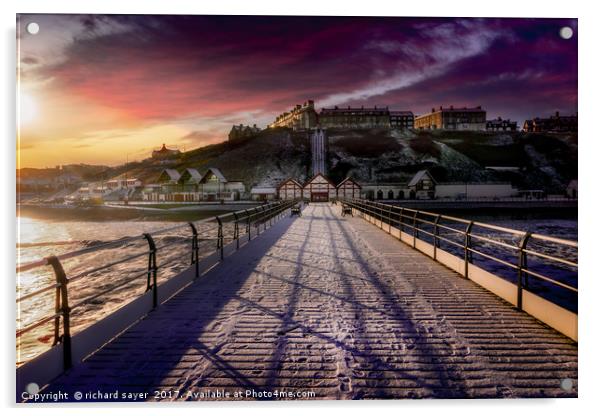 Winter Wonderland at Saltburn Pier Acrylic by richard sayer