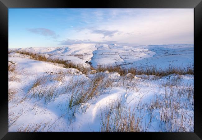 Soft drifted snow in the Peak District Framed Print by Andrew Kearton