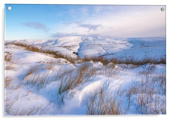 Soft drifted snow in the Peak District Acrylic by Andrew Kearton