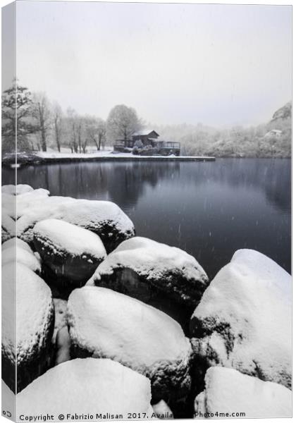 It's snowning over the lake Canvas Print by Fabrizio Malisan
