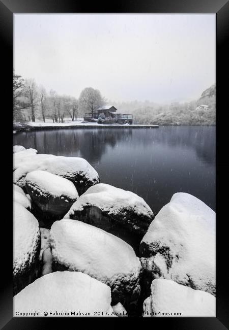 It's snowning over the lake Framed Print by Fabrizio Malisan