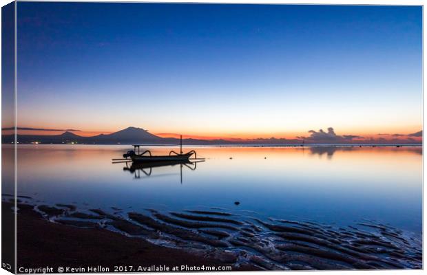 dawn, Sanur, Bali, Indonesia Canvas Print by Kevin Hellon