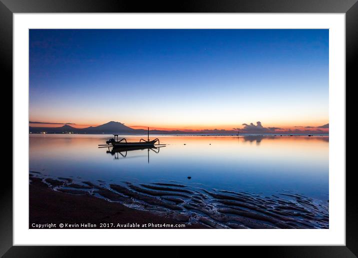 dawn, Sanur, Bali, Indonesia Framed Mounted Print by Kevin Hellon