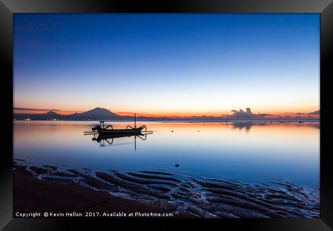 dawn, Sanur, Bali, Indonesia Framed Print by Kevin Hellon