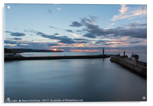 Sunset Over Whitby Harbour Entrance Acrylic by Steve Rackham