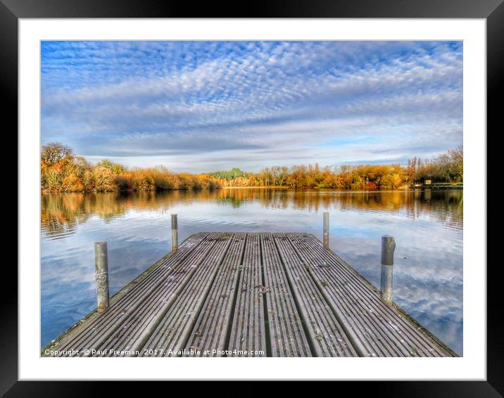 Tongwell Lake Landing Stage Framed Mounted Print by Paul Freeman