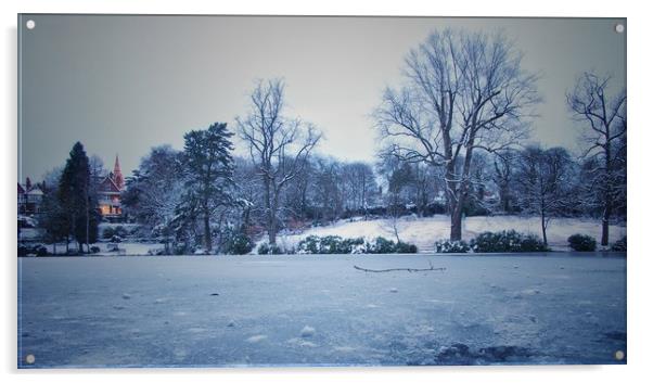 Park in Winter  Acrylic by Victor Burnside