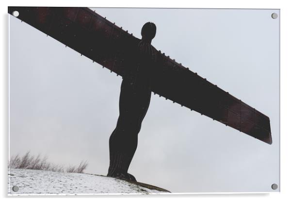 Angel of the North in the snow Acrylic by David Graham