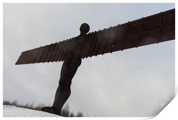 Angel of the North in the snow Print by David Graham