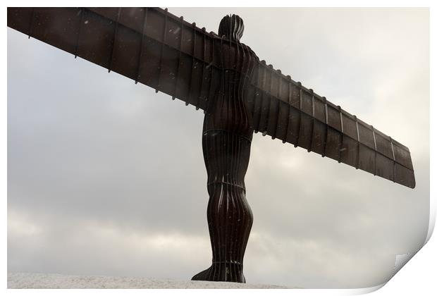 Angel of the North in the snow Print by David Graham