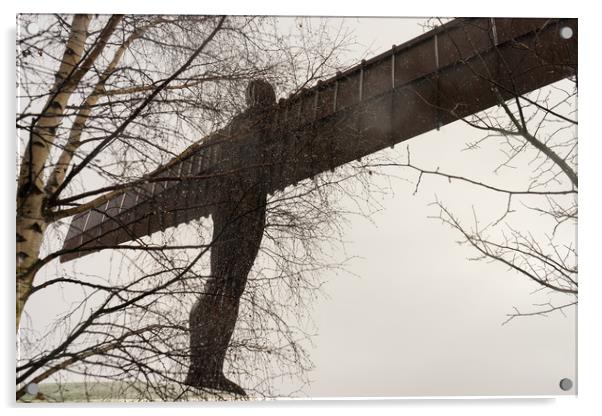 Angel of the North in the snow Acrylic by David Graham