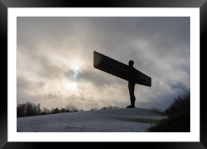 Angel of the North in the snow  Framed Mounted Print by David Graham