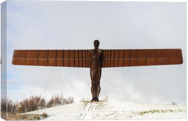 Angel of the North in the snow  Canvas Print by David Graham