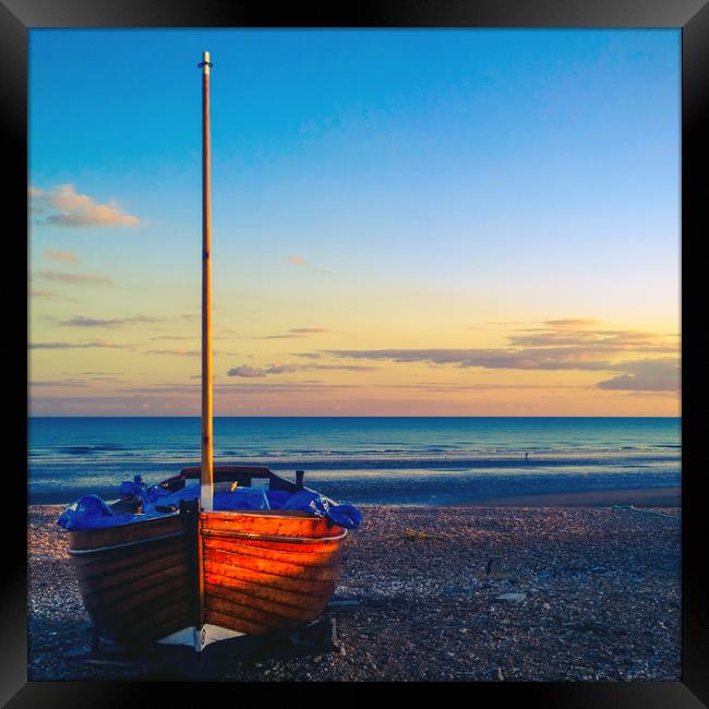 Fishing boat on Hastings Beach Framed Print by Richard May