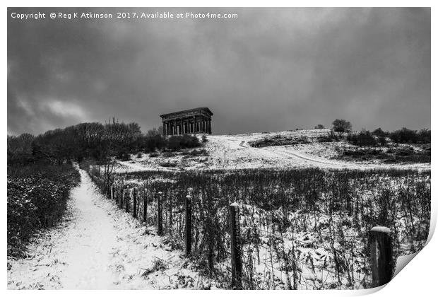 Winter At Penshaw Monument  Print by Reg K Atkinson