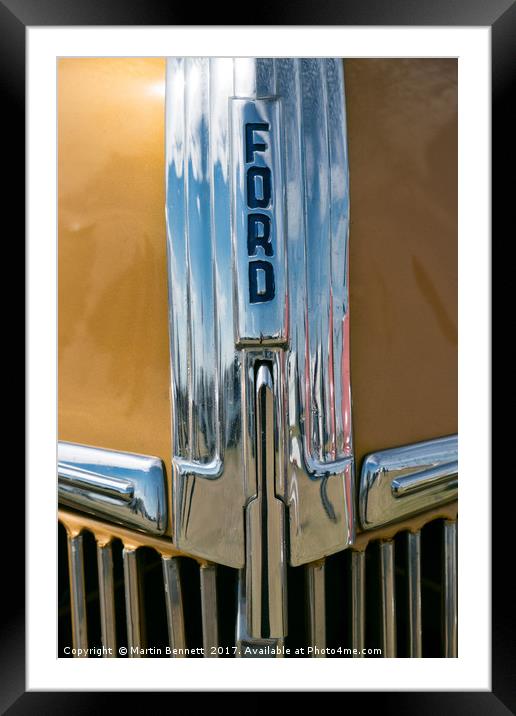 Gold and chrome Ford Framed Mounted Print by Martin Bennett