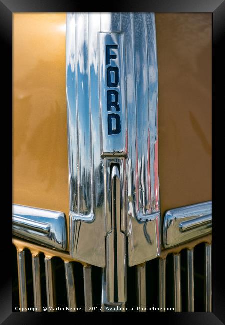 Gold and chrome Ford Framed Print by Martin Bennett