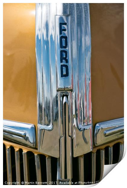 Gold and chrome Ford Print by Martin Bennett