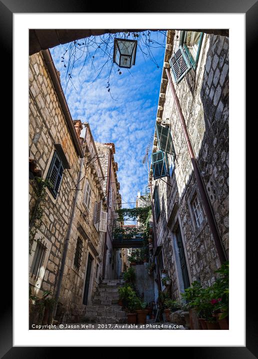 Beautiful narrow street in Dubrovnik Framed Mounted Print by Jason Wells