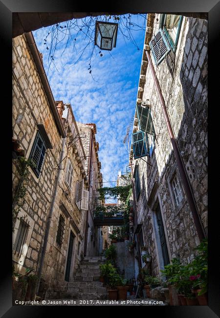 Beautiful narrow street in Dubrovnik Framed Print by Jason Wells