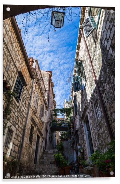 Beautiful narrow street in Dubrovnik Acrylic by Jason Wells