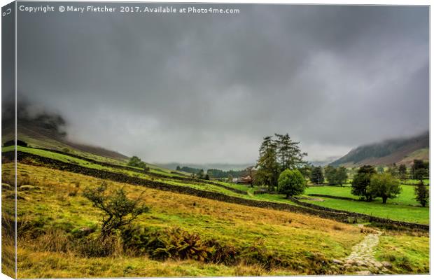 Mist in the Langdale Valley Canvas Print by Mary Fletcher