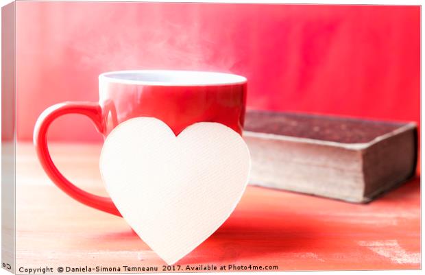 Paper heart on a cup of hot coffee Canvas Print by Daniela Simona Temneanu