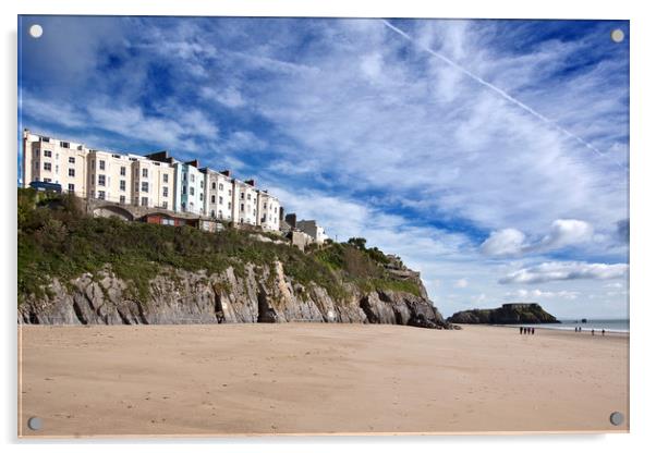 South Beach, Tenby Acrylic by David Tanner