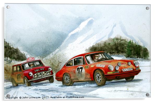A moment in 1967 The Monte Carlo RAlly Acrylic by John Lowerson