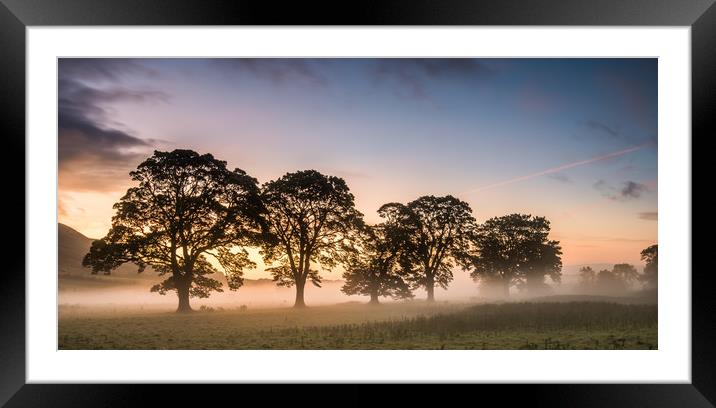 Mist in the Fields at Sunrise Framed Mounted Print by George Robertson