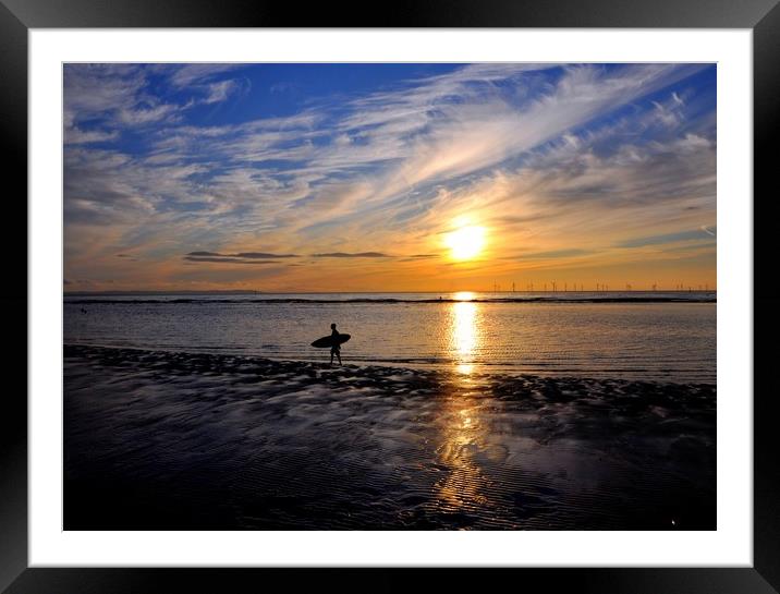 lone surfer Framed Mounted Print by sue davies