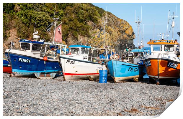 Cadgwith Cove fishing boats  Print by Chris Warham