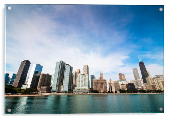 Chicago skyline from Lake Michigan Acrylic by Chris Warham