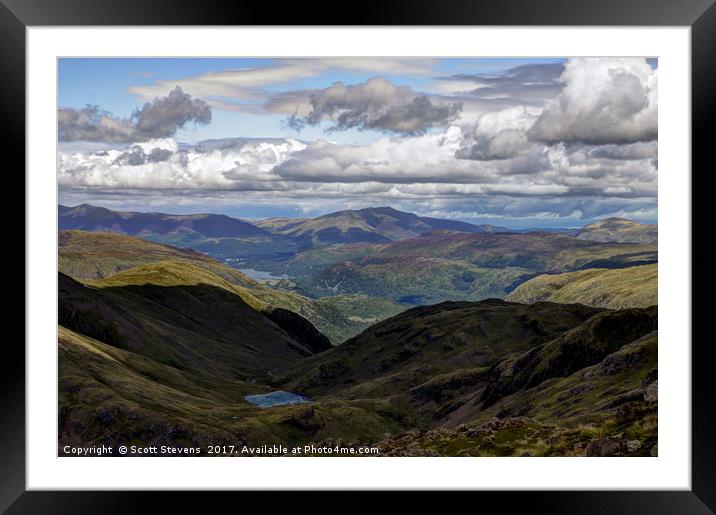 View From Scafell Pike Framed Mounted Print by Scott Stevens