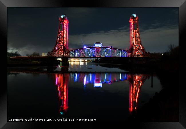 Newport Bridge at Night Framed Print by John Stoves