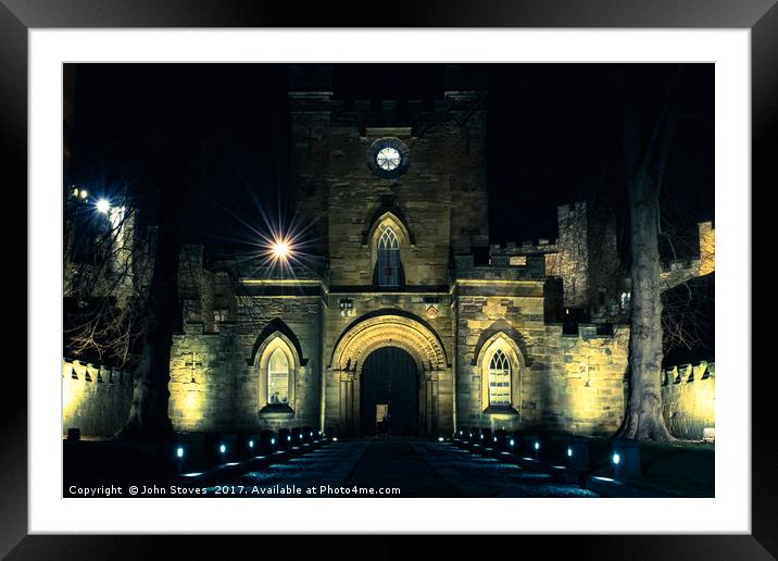 Durham Castle at night Framed Mounted Print by John Stoves