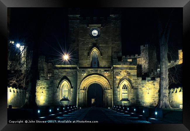 Durham Castle at night Framed Print by John Stoves