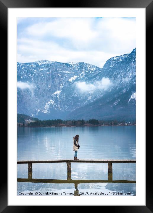 Woman on a bridge in the Austrian Alps Framed Mounted Print by Daniela Simona Temneanu