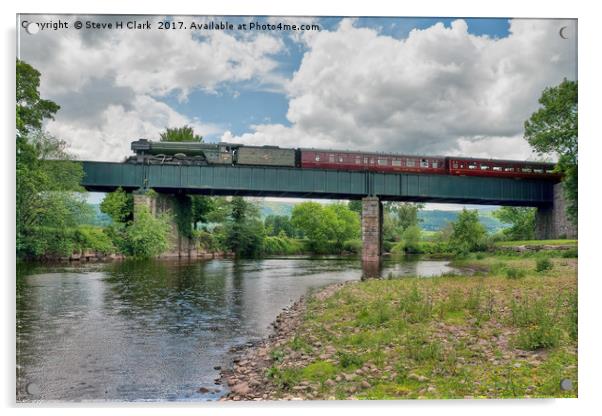 Flying Scotsman over the River Usk Acrylic by Steve H Clark