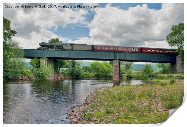 Flying Scotsman over the River Usk Print by Steve H Clark